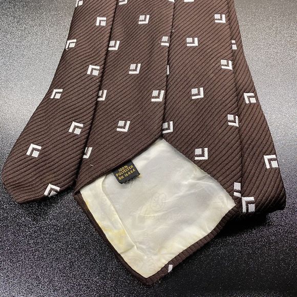 Alessandro Originals Neck Tie Geometric Pattern Brown Vintage - Picture 3 of 13